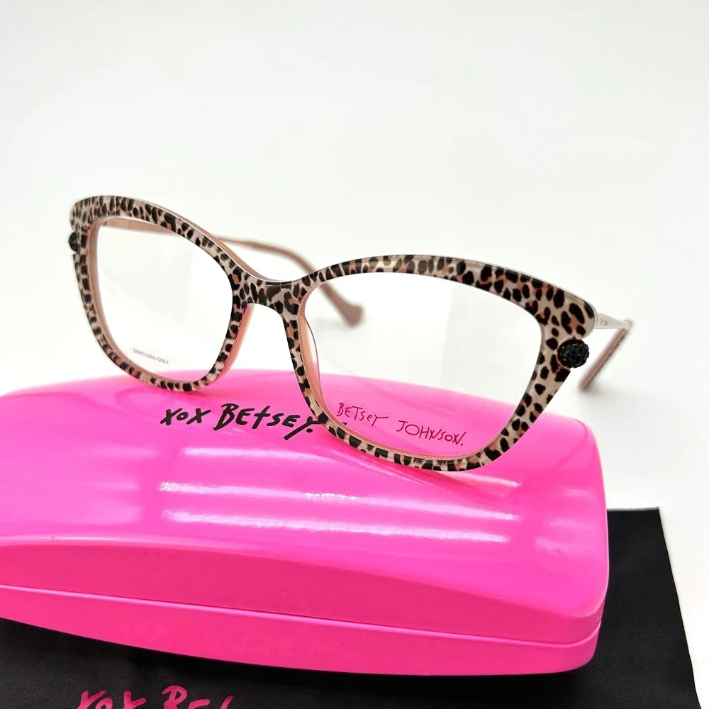 Womens Eyeglasses Frames Betsey Johnson Hunny Size 54-16-140 Leopard Print NEW